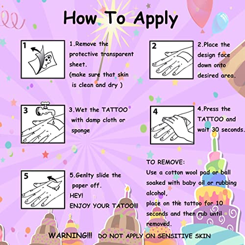 Glitter Happy Birthday Temporary Tattoos for Kids - 74 Sheets