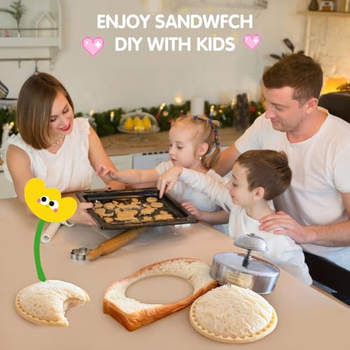 Stainless Steel Sandwich Cutter and Sealer - 3.5 Inch Uncrustables Maker for Kids