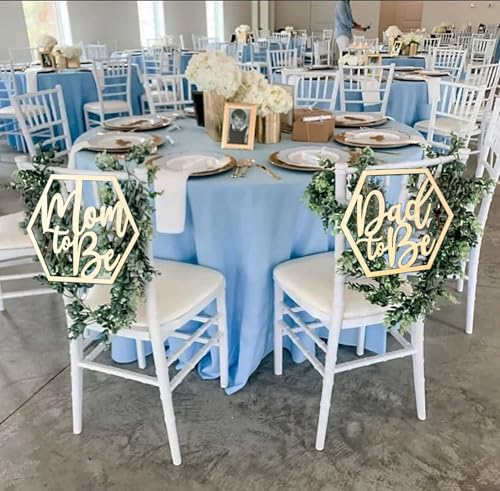 Wooden Baby Shower Chair Signs Set - Mom & Dad to Be Decorations