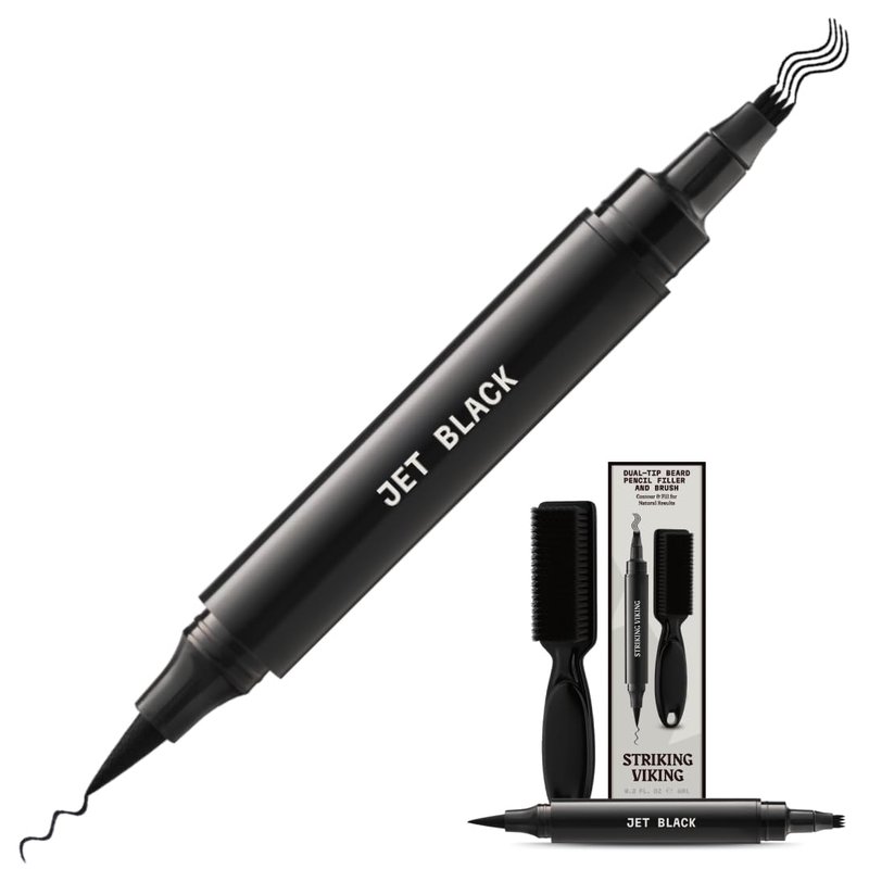 Viking Beard Pen - Jet Black Temporary Beard Dye Pencil | Waterproof, Long-Lasting Touch-Up Tool