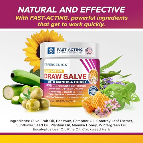 Pergenics Natural Drawing Salve with Manuka Honey - 1 oz Healing Balm