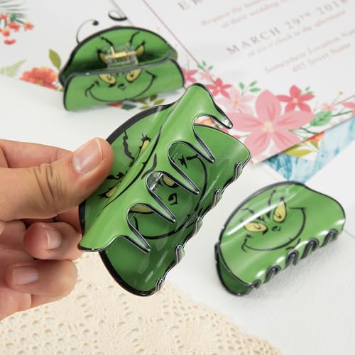 3-Piece Christmas Hair Claw Clips Set - Large Acrylic Holiday Barrettes