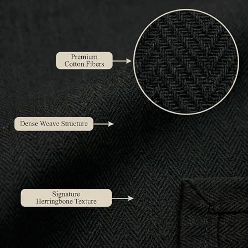 Elegant Black Cotton Herringbone Cloth Napkins - Set of 6