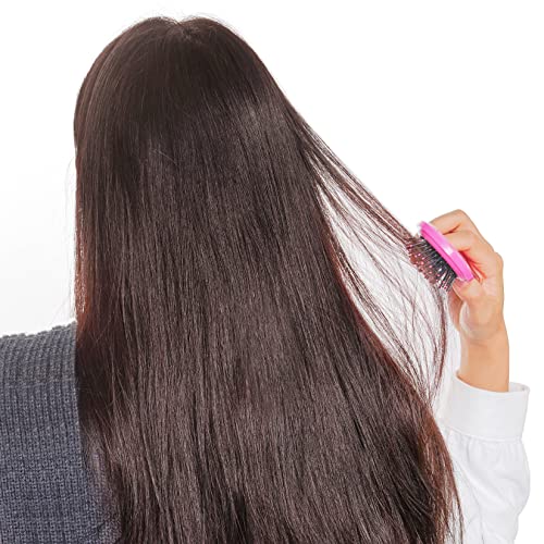 2-Pack Folding Travel Hair Brushes with Mirror - Portable Mini Brushes