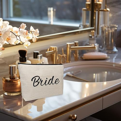 DJOLY Bridal Shower Makeup Bag - Chic Travel Pouch for Bride
