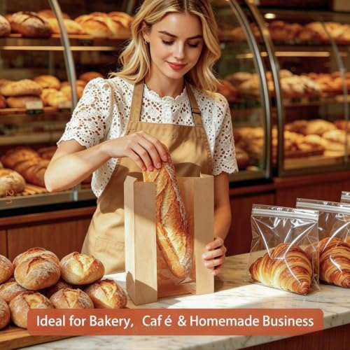 60 Pcs Clear Window Bread Bags for Homemade Sourdough & Baked Goods