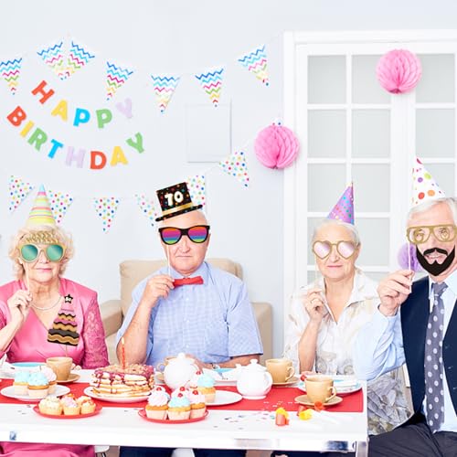 70th Birthday Photo Booth Props Kit - 40 Premium Quality Accessories