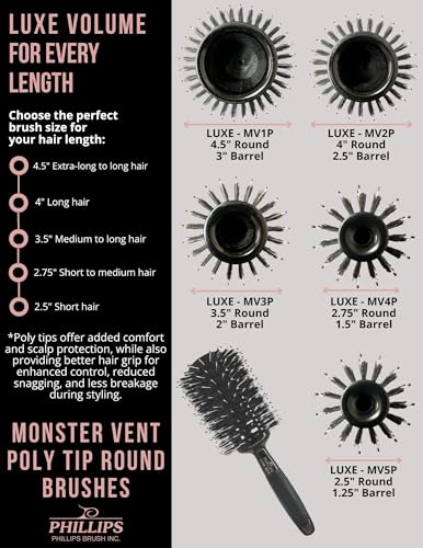 Phillips Brush Luxe Vent Styling Brush 2.5 Inch Barrel for Short Hair