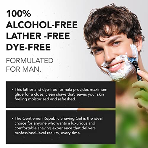 Gentlemen Republic Shaving Gel, 8oz Alcohol-Free Maximum Glide Formula