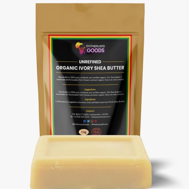 Motherland Goods Ivory Shea Butter Block - 8 Oz Unrefined Organic Moisturizer for Skin & Hair