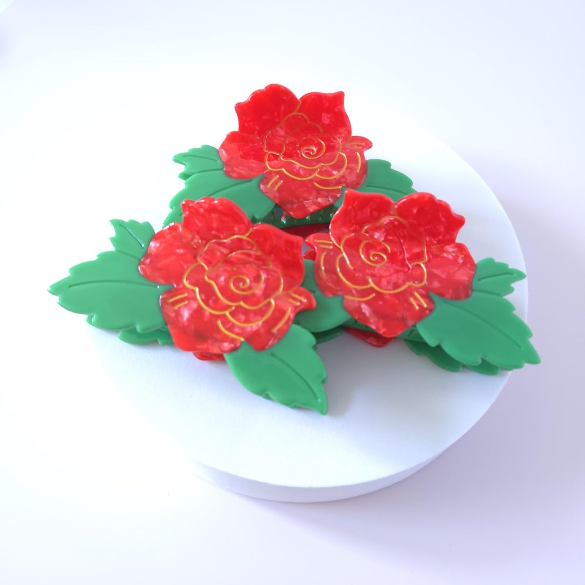 Cute Red Peony Hair Clips,Novelty Acetate Flower Claw Clip,Small Claw Clip for Women