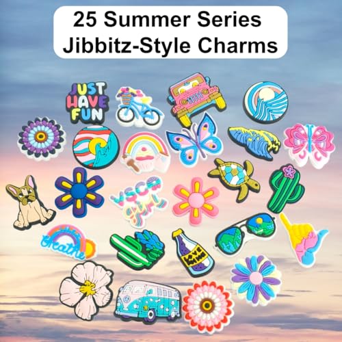 Frezonika Hand Sanitizer Case with 25 Summer Charms for Touchland 1oz Blue Case - Cat Design