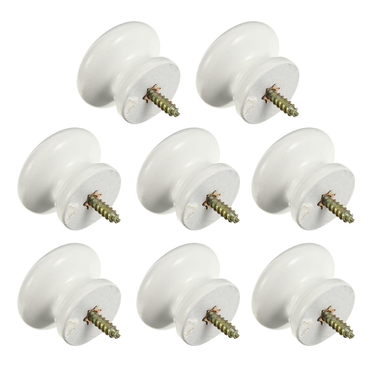POPETPOP 8 Pcs Self-Tapping Solid Wood Handle, Round Dresser Pulls, Cabinet Knob Pulls for Drawers Wardrobe, Closet, Chinese Door, Jewelry Box