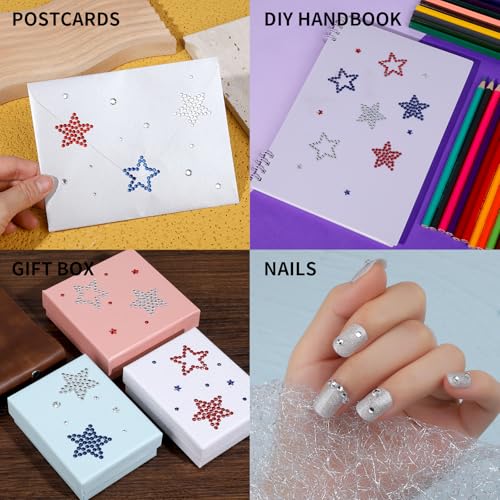 Teenitor 4th of July Star Face Gems - Self-Adhesive Rhinestones