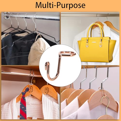 Sumnacon Rose Gold Clothes Hanger Hooks - 30 Pcs Metal Extender for Space Saving