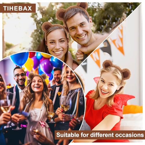 3 Pack Furry Bear Ears Headbands for Adults - Halloween Costume & Party Accessory