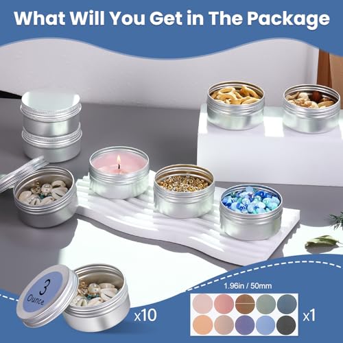 10-Pack 3oz Aluminum Tin Can with Screw Lids for Salves & Balms