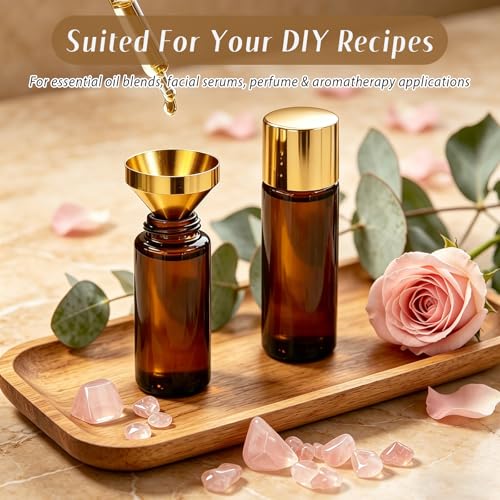 Cocurb Amber Glass Roll-on Bottle 30ml with Rose Quartz Roller, Pack of 1