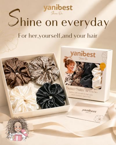 YANIBEST Extra Large Satin Scrunchies - 4 Pcs Jumbo Hair Ties for All Hair Types