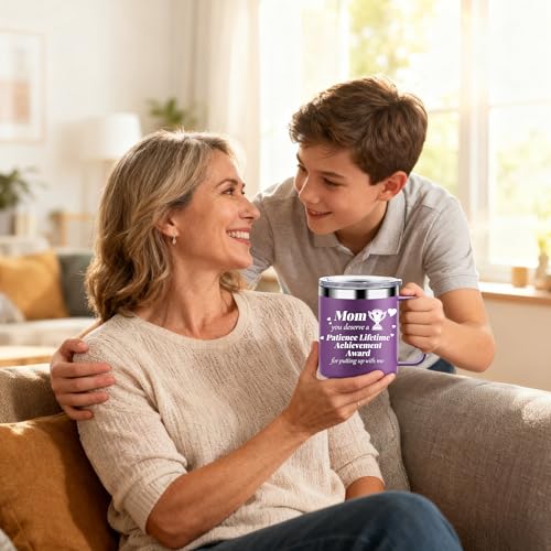 Stainless Steel Coffee Mug for Mom - 14oz Gift Idea, Purple