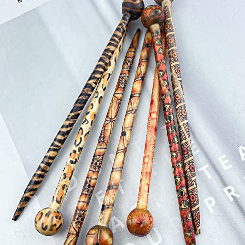 24 Pcs Boho Vintage Wooden Hair Sticks for Women - Japanese & Chinese Hairpins, Retro Hair Forks & Bun Holders