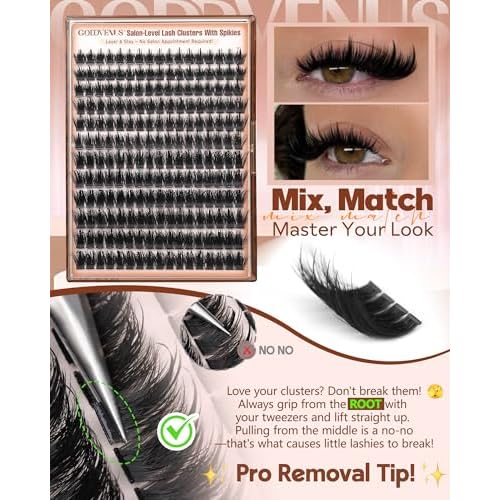 Goddvenus Manga Lash Clusters With Spikes Wispy Cluster Eyelash Extensions Fluffy Anime Eyelashes Clusters Reusable Faux Mink Fairy Individual Lash Extension (D Curve 12-18mm 204 pieces)