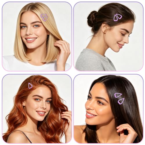 49 Pcs Glitter Heart Hair Clips for Women & Girls Non Slip Hair Barrettes Purple