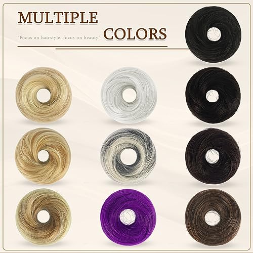 SOFEIYAN Small Elastic Messy Bun Hair Piece - Darkest Brown & Light Auburn