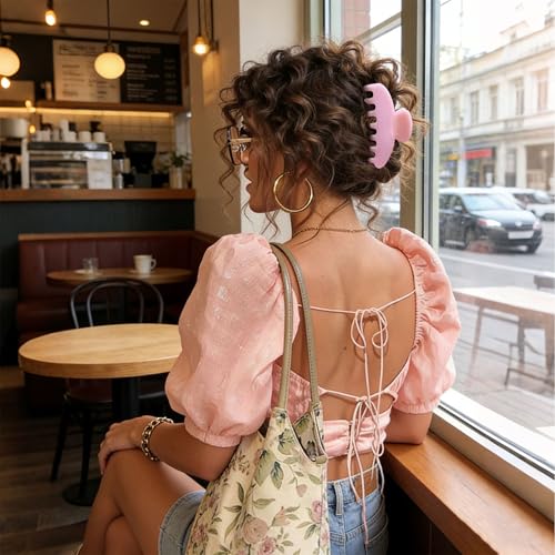 Dwenarry Pink Claw Hair Clips for Thick Hair - 4in Non-Slip Large Hair Claw