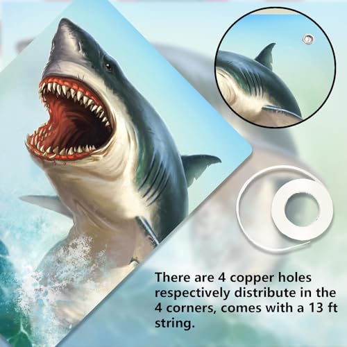 Great White Shark Banner Backdrop - Realistic Ocean Decor 71x47"
