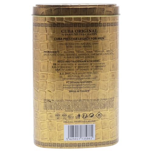 Cuba Prestige Legacy Eau De Toilette Spray for Men, 3 Ounce