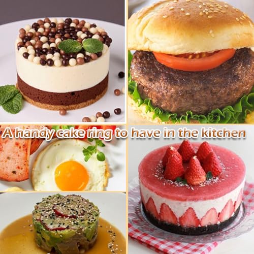 4 Inch Stainless Steel Cake Ring Molds Set with Pushers - Extra High