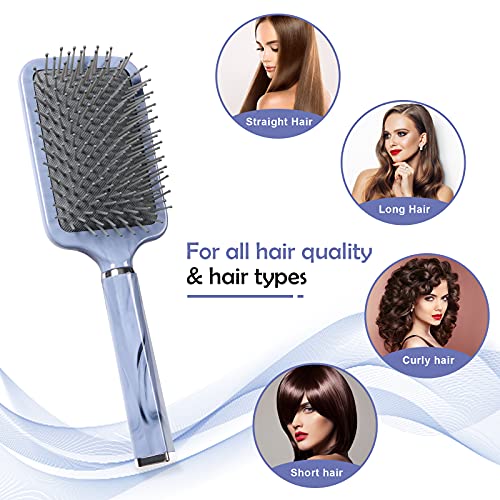 Marble Paddle Hair Brush with Air Cushion for Detangling & Massage