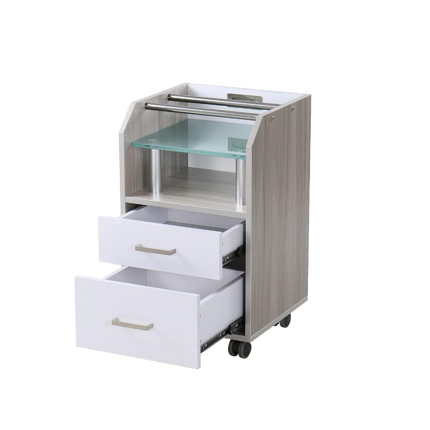Glass Glow Pedicure Trolley - Stylish Black Cart for Nail Salon Furniture & Equipment