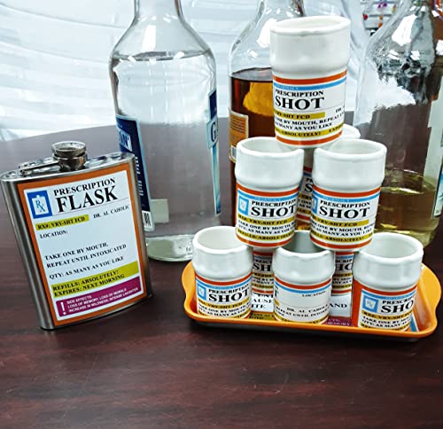 Novelty Prescription Pill Bottle Shot Glass - 2 oz Ceramic Gag Gift