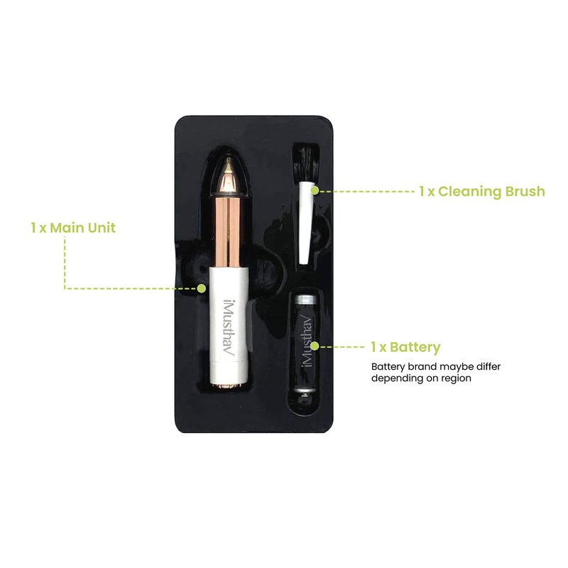 iMusthav Eyebrow Trimmer for Women, Precise & Painless Eyebrow Razor with LED Light, Electric Facial Hair Remover for Flawless Brows, Lip & Face, Battery Operated, Travel-Friendly, Gold-Plated Design
