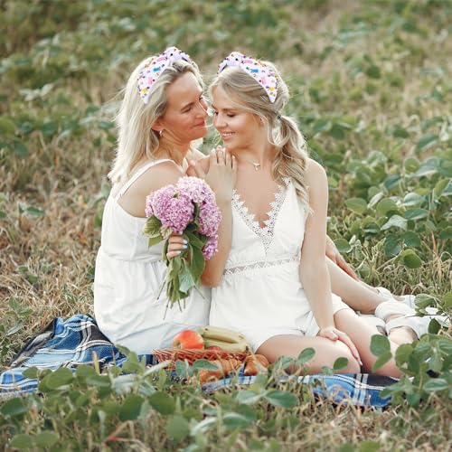 CEALXHENY Bunny D Easter Headband for Women Beaded Carrots & Rhinestones, Spring Hair Accessory