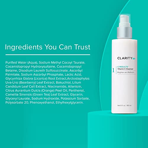ClarityRx Vitamin C Facial Cleanser 1 Fl Oz - Natural Brightening Face Wash with Lactic Acid