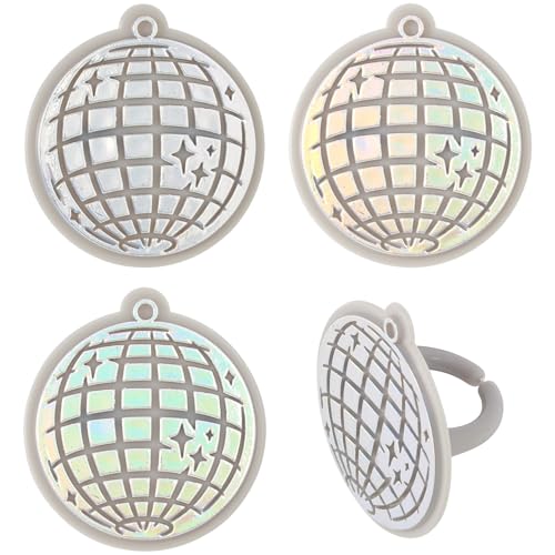 DecoPac Disco Ball Cupcake Toppers - 24 Glamorous Rings for Parties