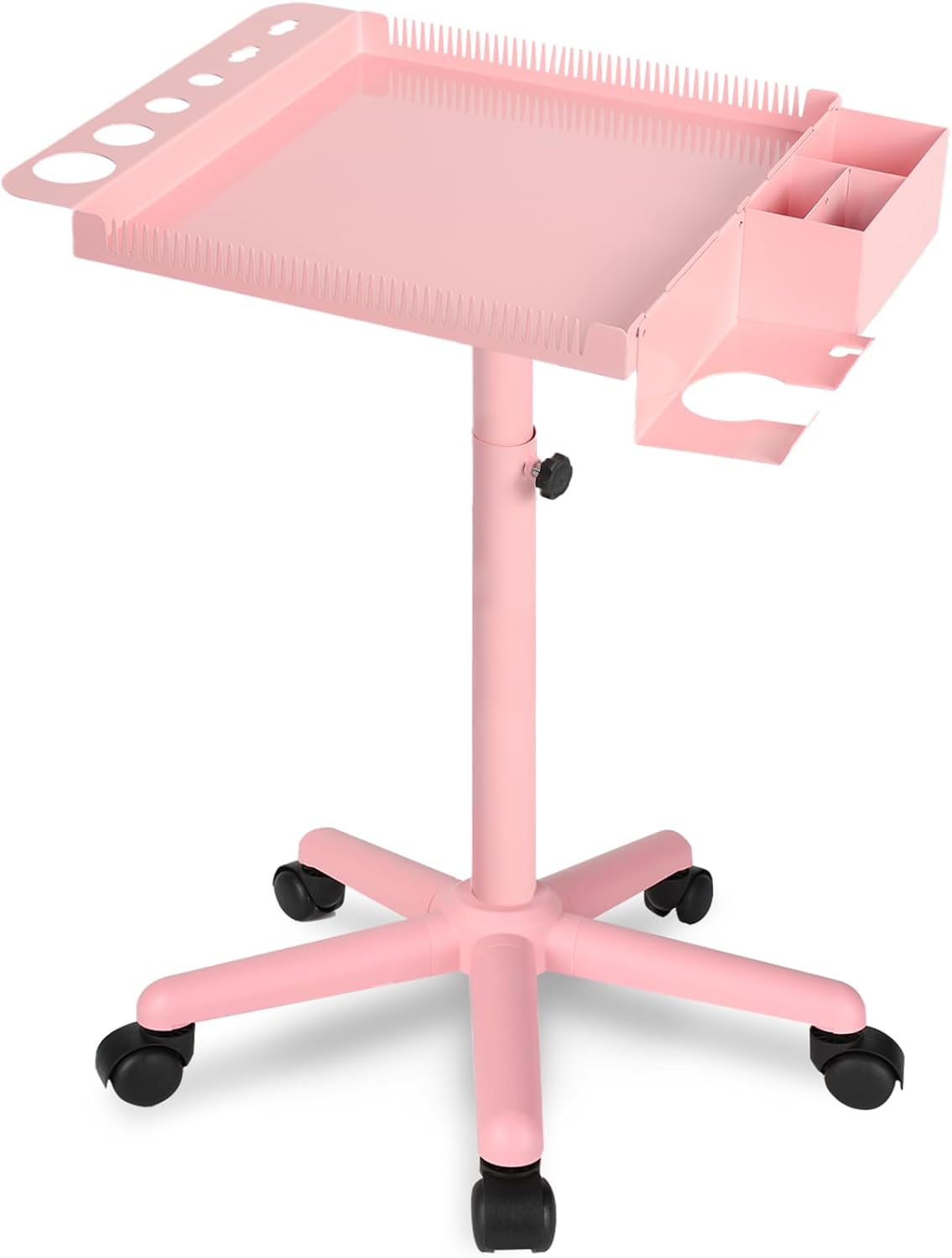 Height Adjustable Rolling Beauty Trolley Cart - Professional Salon Tray on Wheels | Black