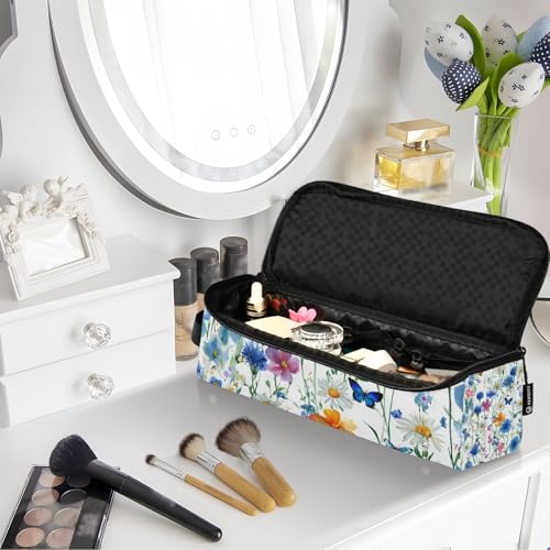 Travel Hair Tools Bag with Heat Resistant Mat - Watercolor Cornflower Daisy