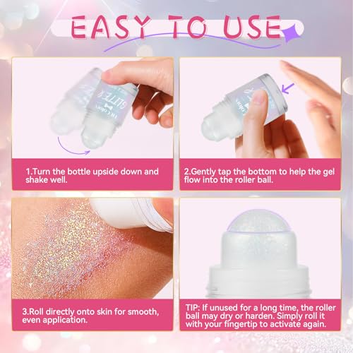 Vigorder Holographic Body Glitter Roll-On for Face & Hair