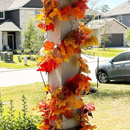 Fall Garland - Maple Leaf Outdoor Decorations (3 Pcs, 5.9 ft)