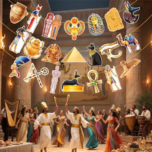 Ancient Egyptian Party Banners - Set of 3 Cutouts for Themed Events