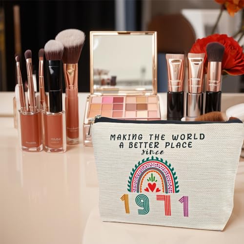 1971 55th Birthday Gift Makeup Bag for Her - Anniversary Cosmetic Travel Pouch