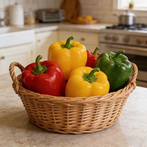 6-Piece Artificial Bell Pepper Set - Lifelike Decorative Vegetables
