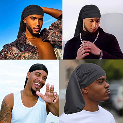 Leeven Shower Cap for Women & Men - Dreadlock & Hair Protection, Black & Red, 2 Pack