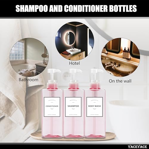 YACEYACE Pink Travel Shampoo and Conditioner Dispenser Set - 22oz