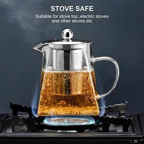 PARACITY Clear Glass Teapot with Infuser - 18.6oz Stovetop Safe