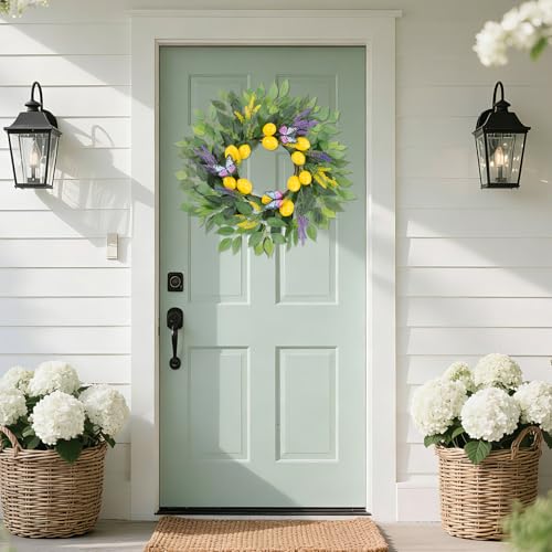 24 Inch Lemon Wreath for Front Door - Artificial Spring Decor